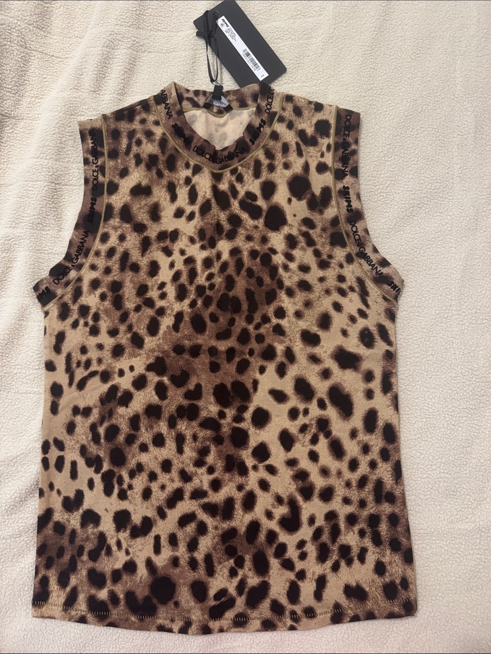 Dolce & Gabbana Leopard Print Sleeveless Tank Top - Brown & Black